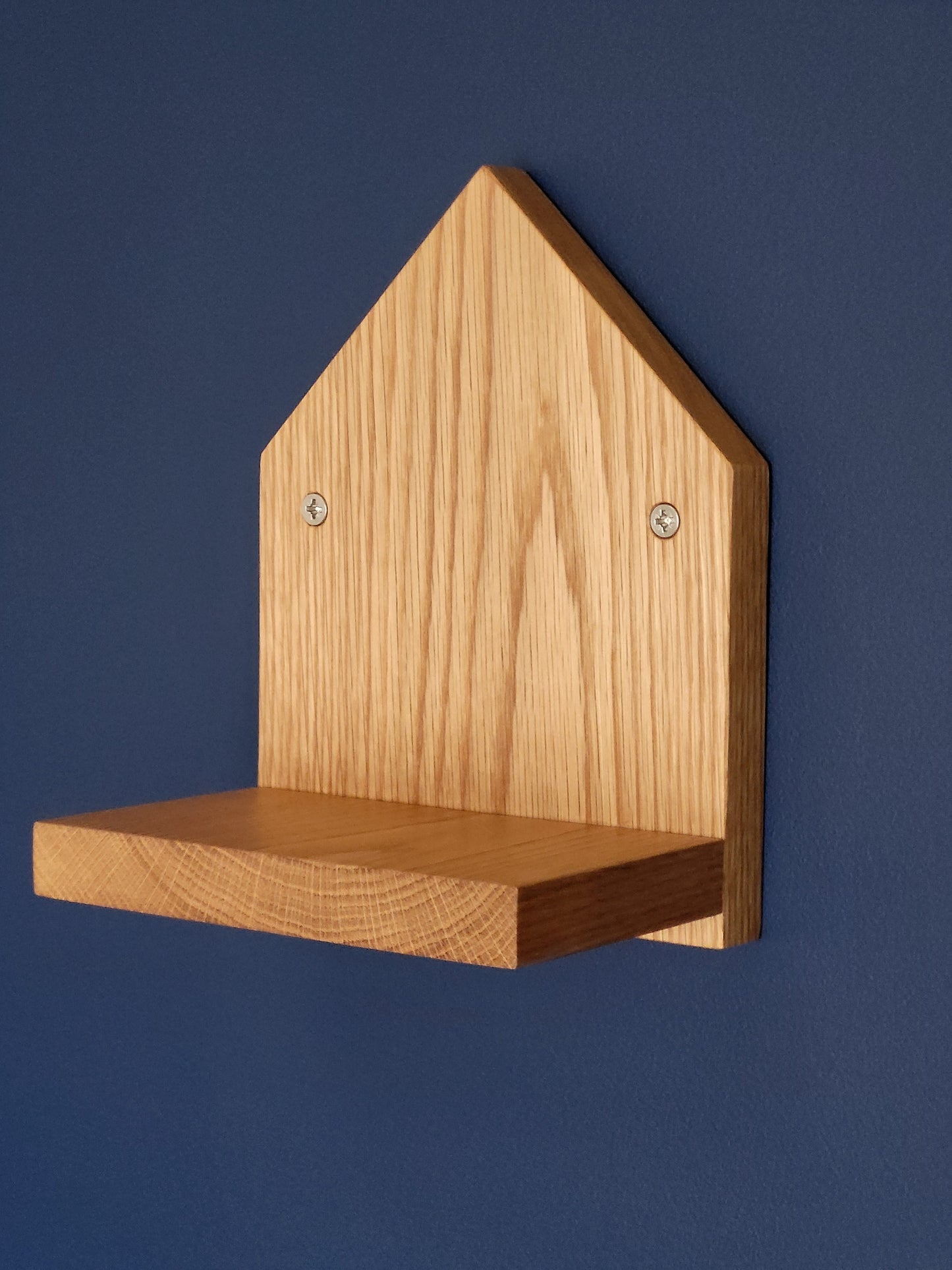 House shape Oak Shelf 260mm x 200mm x 140mm x 25mm designed & made by ladesignworksop ltd