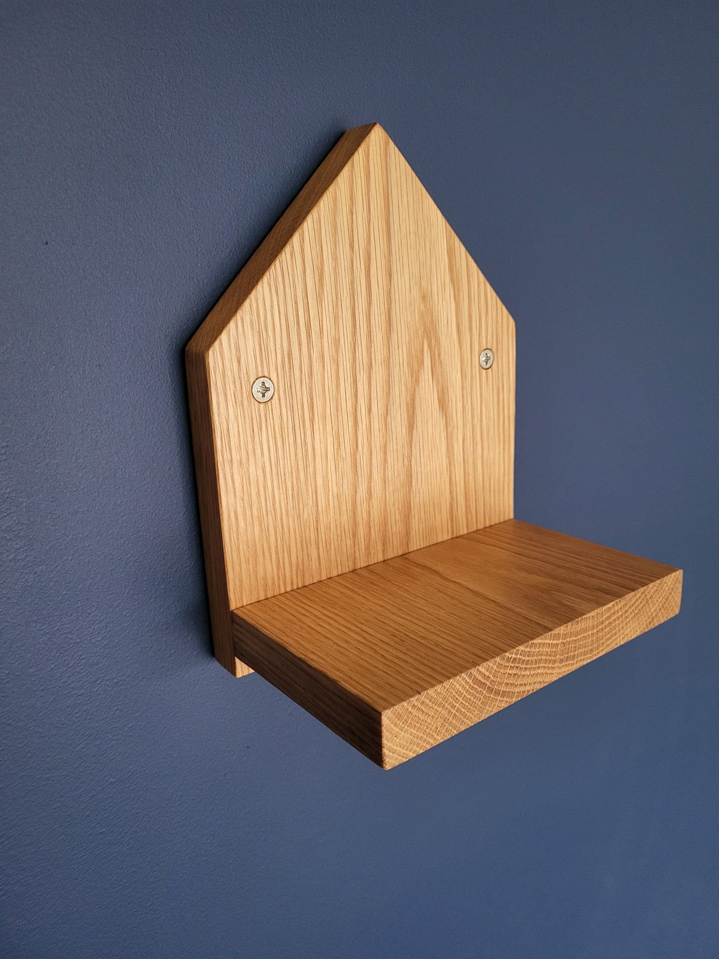 House shape Oak Shelf 260mm x 200mm x 140mm x 25mm designed & made by ladesignworksop ltd